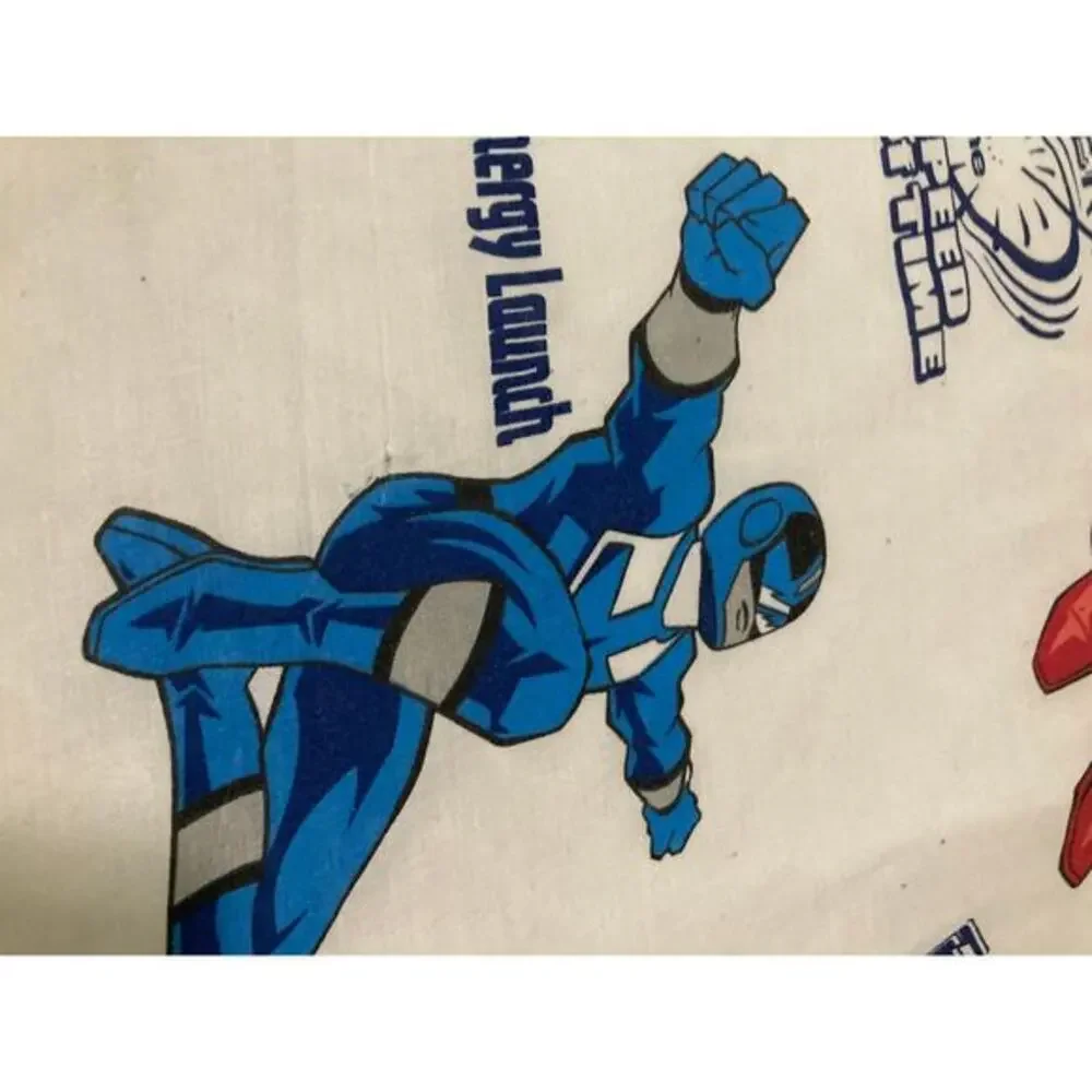 Vintage 2000 Power Rangers Twin Flat Sheet Kids Bedding Saban 62 x 98 Print